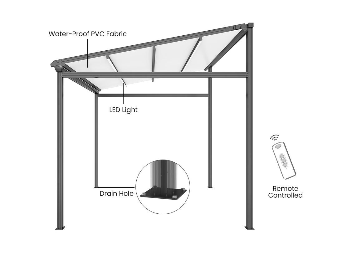 Dover Motorised Freestanding Pergola with Retractable Canopy