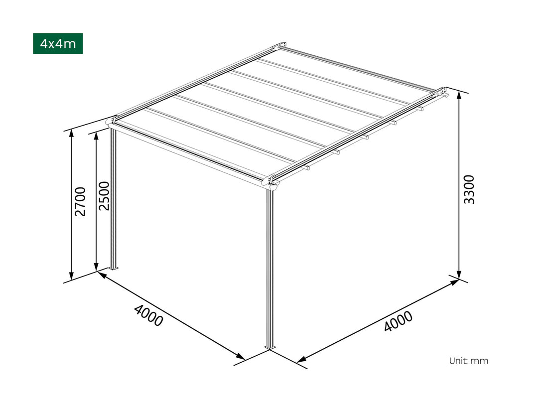 Dover Motorised Wall Mounted Pergola with Retractable Canopy