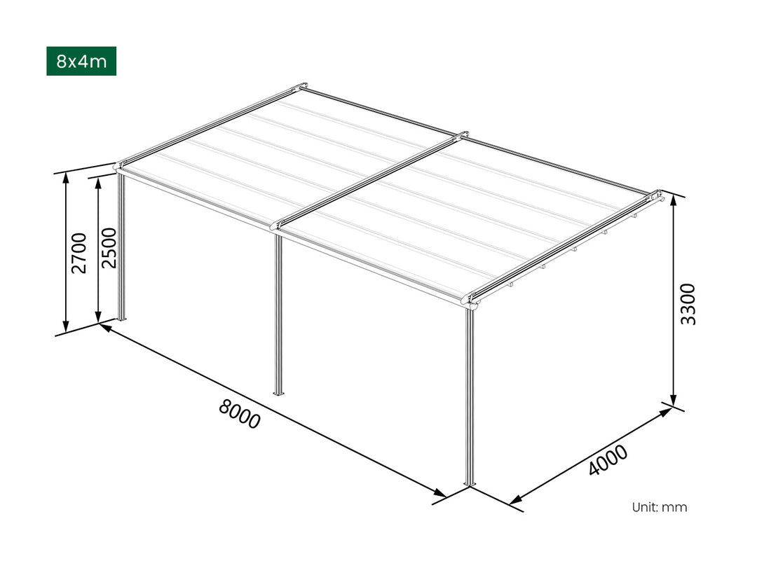 Dover Motorised Wall Mounted Pergola with Retractable Canopy