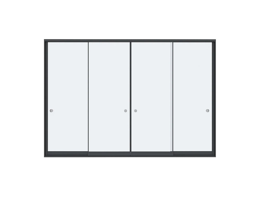 Frameless Glass Sliding door For Mediterranean-SKY Wall Mounted Louvre Roof Pergola