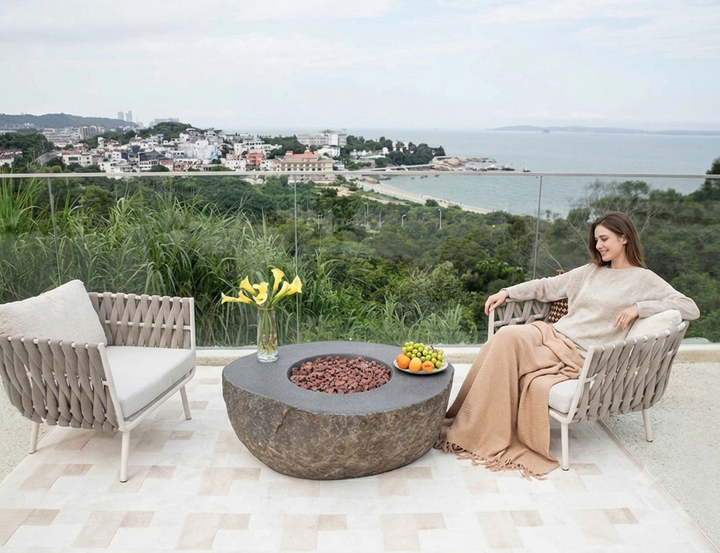 Boulder Outdoor Lpg Gas Fire Pit Table