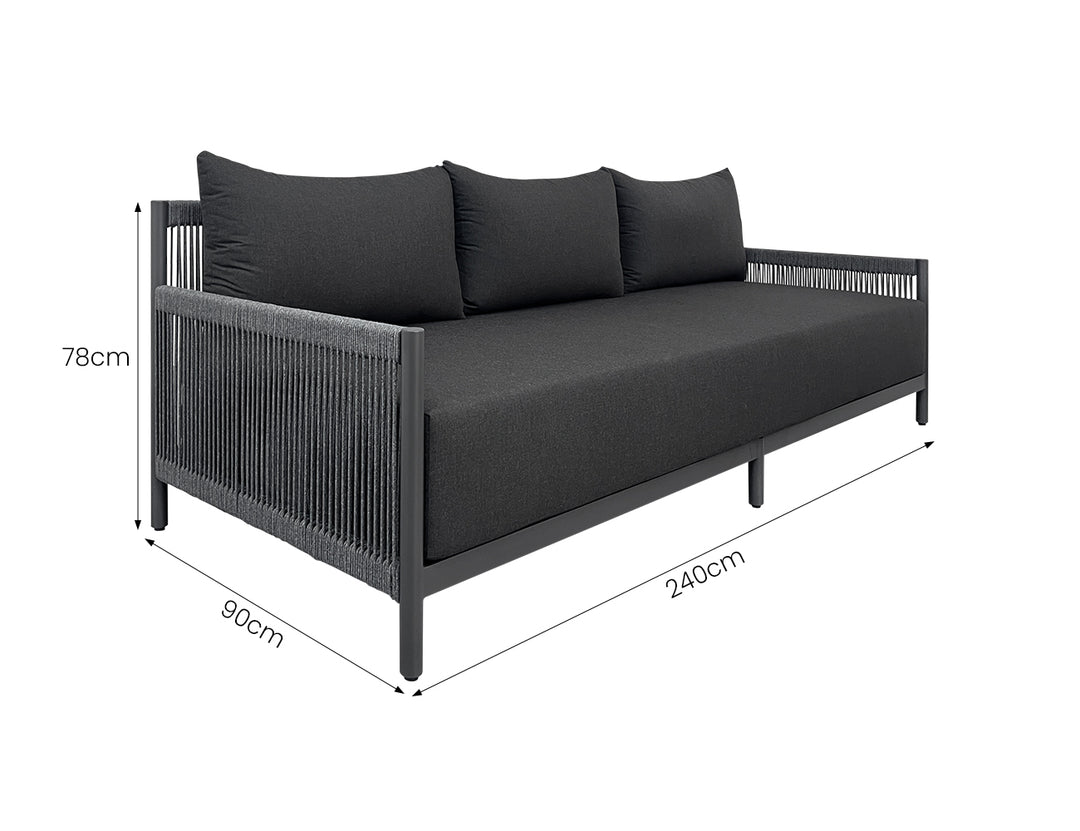 Goldfinch 3-Seater Aluminium and Rope Sofa