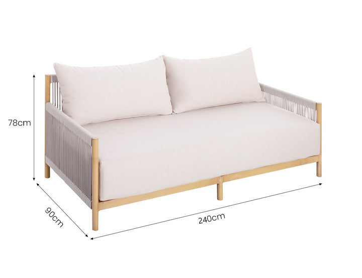 Goldfinch Aluminium and Rope 3 seater sofa