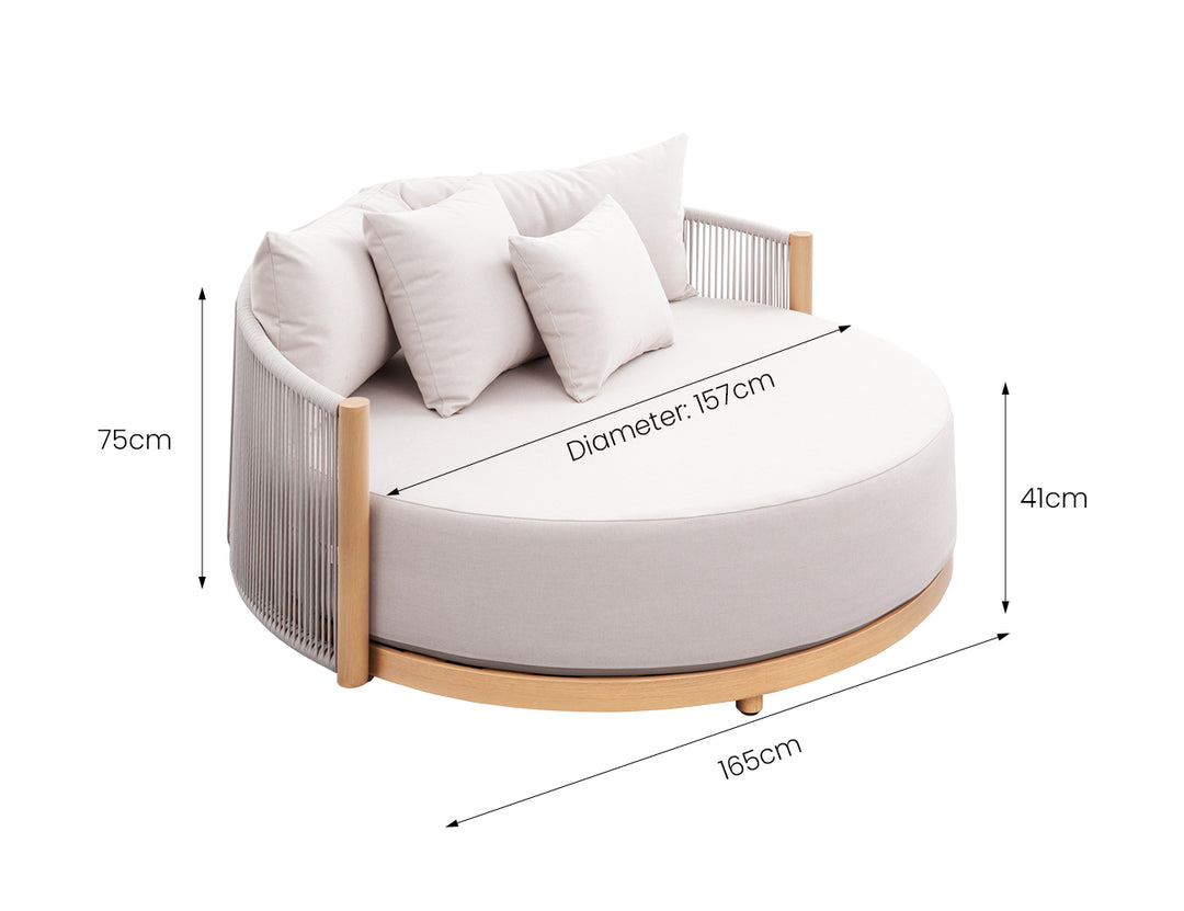 Goldfinch Outdoor Aluminium and Rope Round Daybed