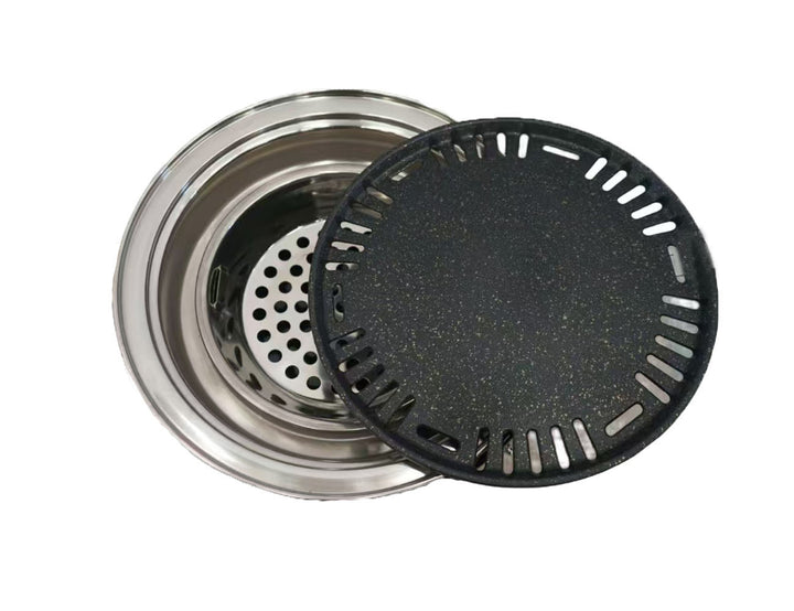 Hibachi Tabletop BBQ Grill with Searing Plate & Oil Tray - Round