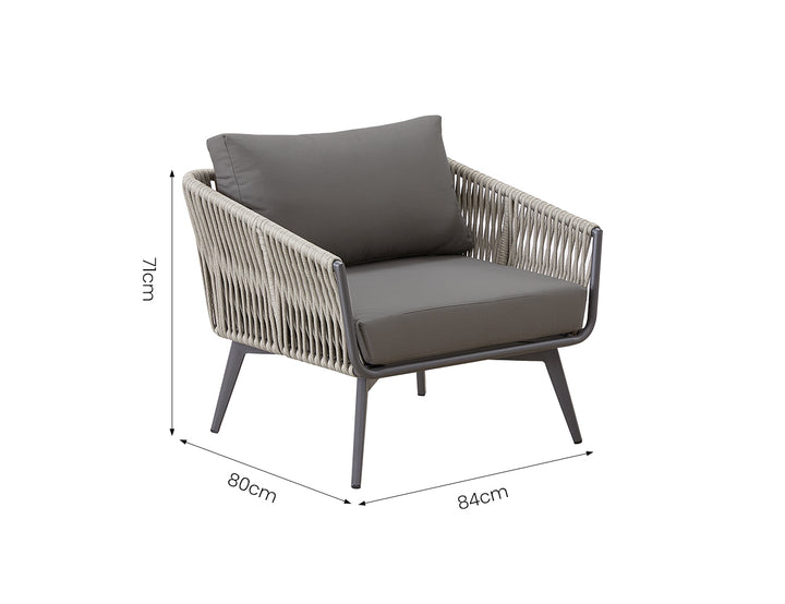 Kereru Aluminium and Rope Outdoor Armchair