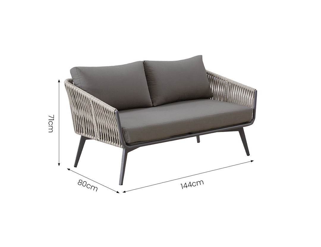 Kereru Aluminium and Rope Outdoor Loveseat