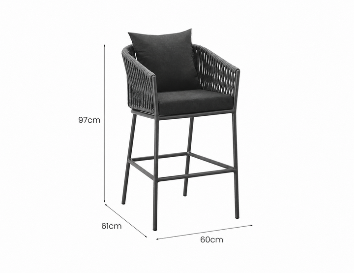 Kereru Aluminium and Rope Outdoor counter Chair