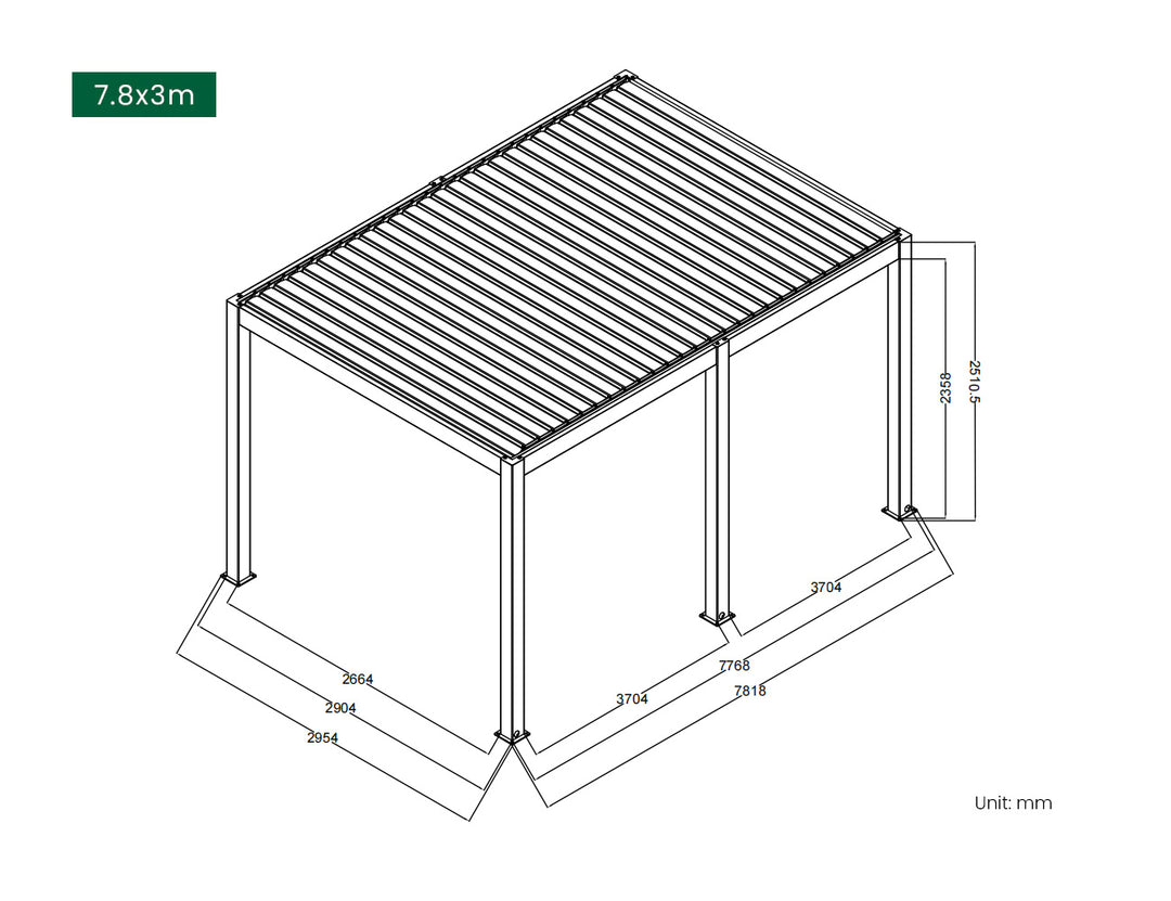 Little Oneroa Manual Freestanding Louvre Roof Aluminium Pergola