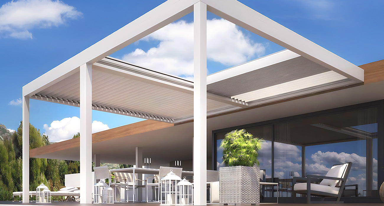 Mediterranean-SKY Motorised Wall Mounted Retractable Louvre Roof System