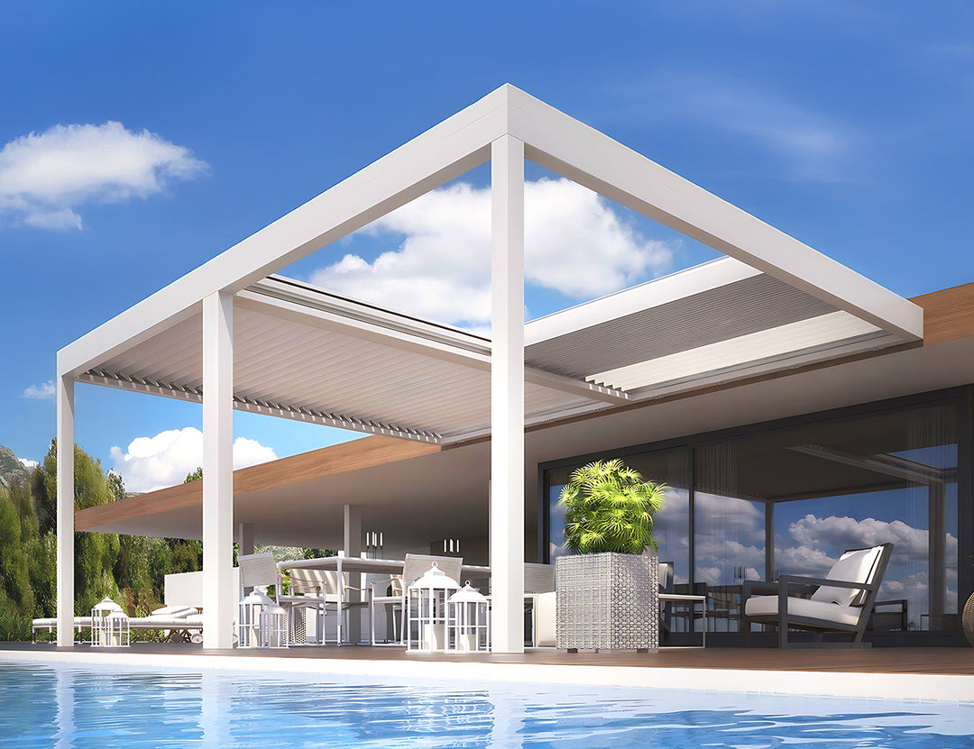 Mediterranean-SKY Motorised Wall Mounted Retractable Louvre Roof System