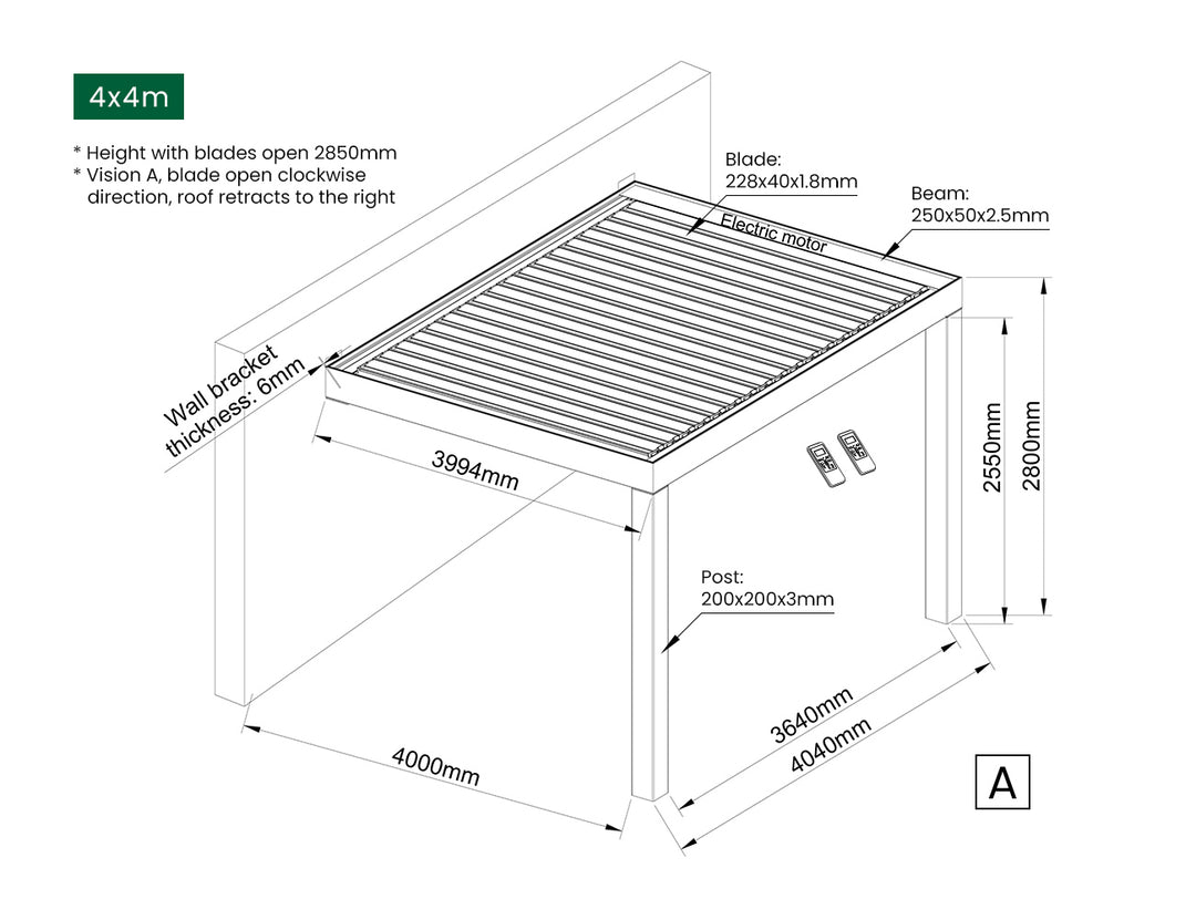 Mediterranean-SKY Motorised Wall Mounted Retractable Louvre Roof System