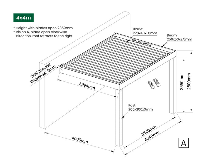 Mediterranean-SKY Motorised Wall Mounted Retractable Louvre Roof System