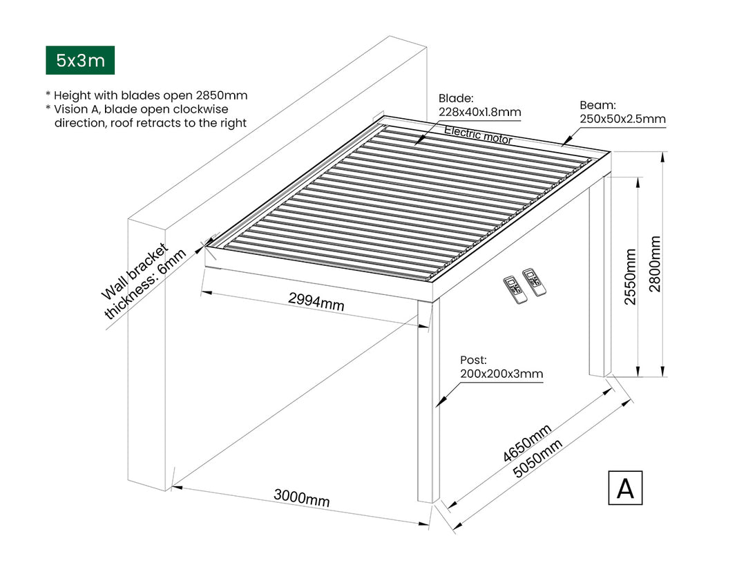 Mediterranean-SKY Motorised Wall Mounted Retractable Louvre Roof System
