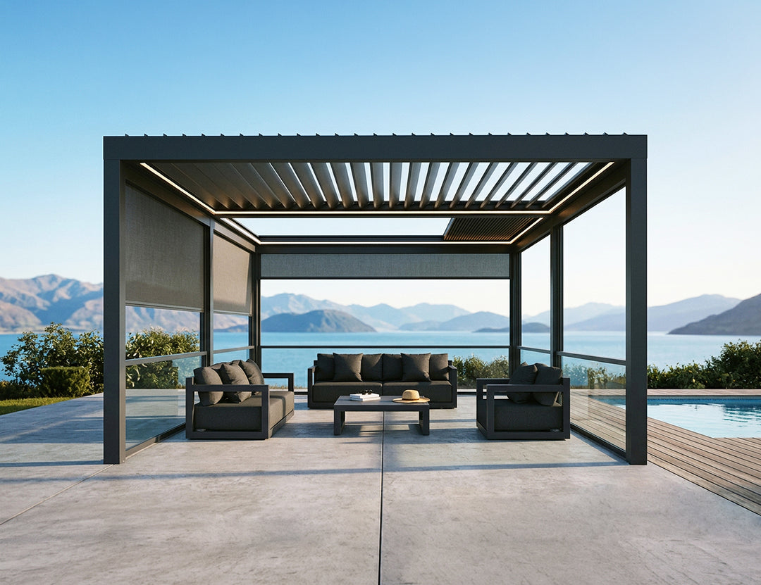Mediterranean-SKY Motorised Freestanding Retractable Louvre Roof System