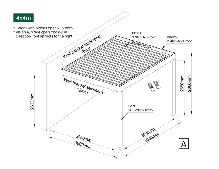 Mediterranean-SKY Motorised Wall Mounted Retractable Louvre Roof System