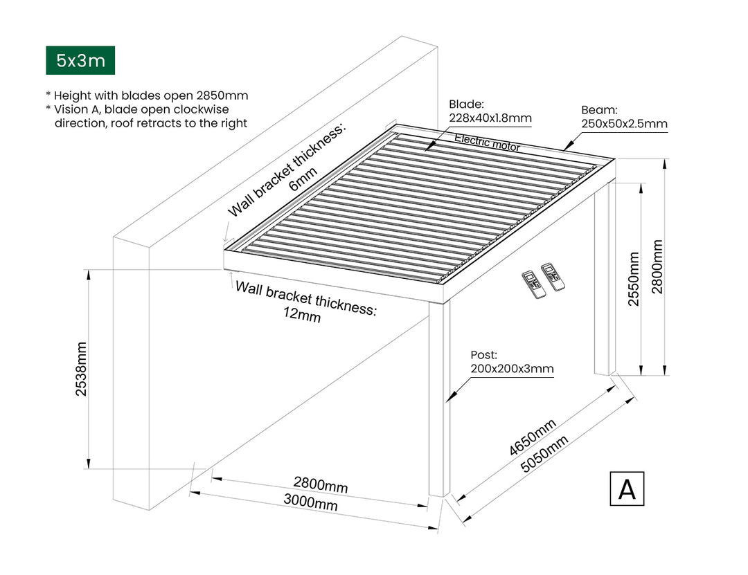 Mediterranean-SKY Motorised Wall Mounted Retractable Louvre Roof System