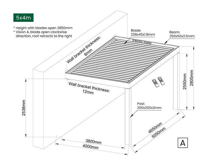 Mediterranean-SKY Motorised Wall Mounted Retractable Louvre Roof System