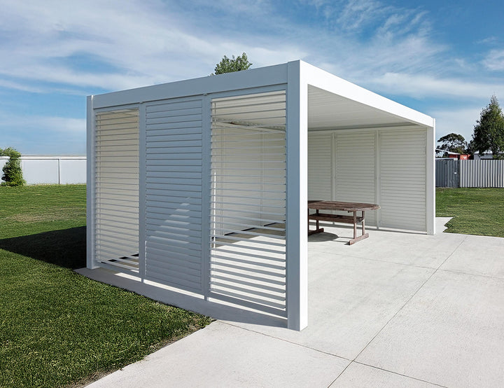 Mediterranean SKY Pergola Tongue and Groove Privacy Screen