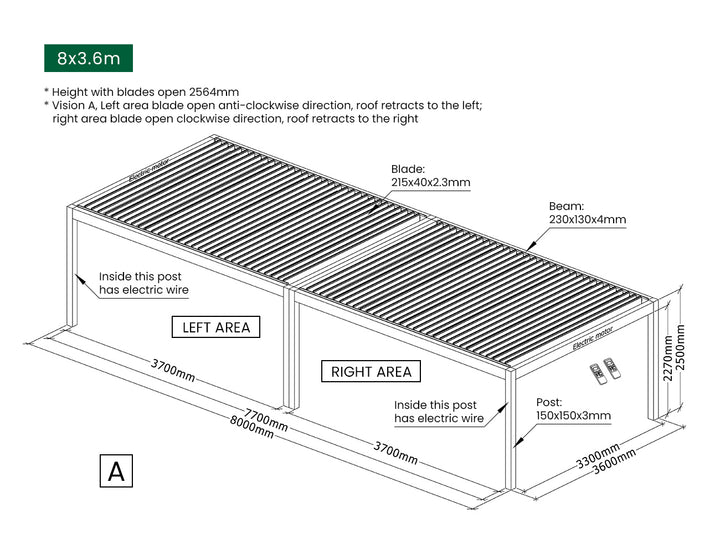 Mediterranean Motorised Retractable Louvre Roof System