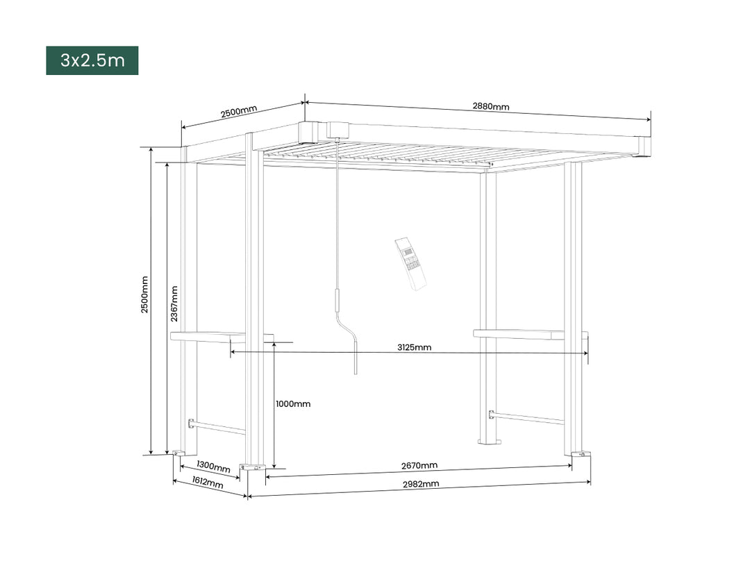 Milford Manual Louvred BBQ Pergola with LED Lighting