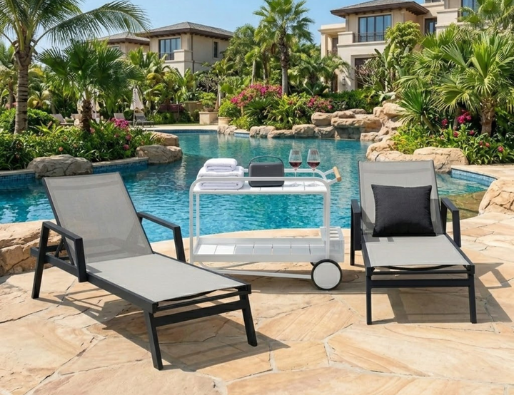 Outdoor Aluminium Mobile Sideboard Console– 120 x 50 x 60cm