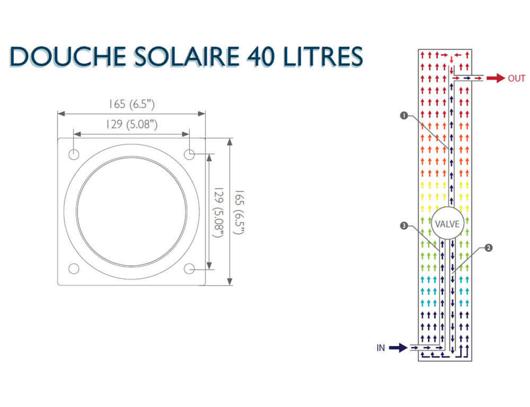 Modern Freestanding Outdoor Shower - Solar Heated - 40L