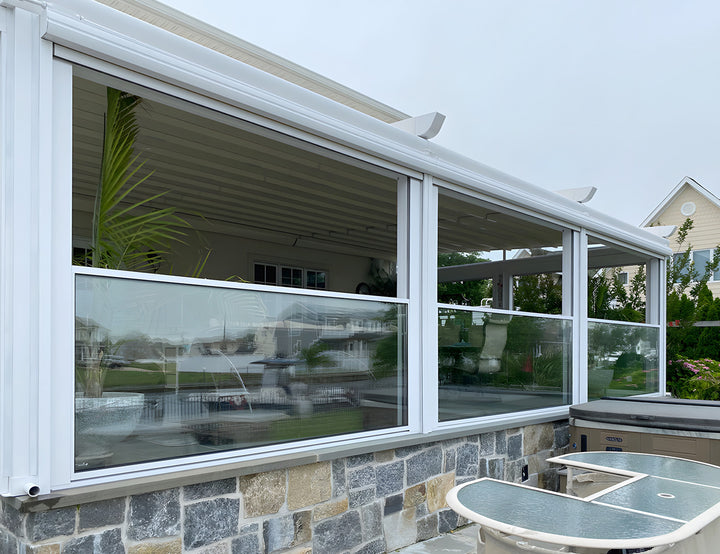Mediterranean Motorised Vertical Lift Window, Size: 2.3m, Colour: White