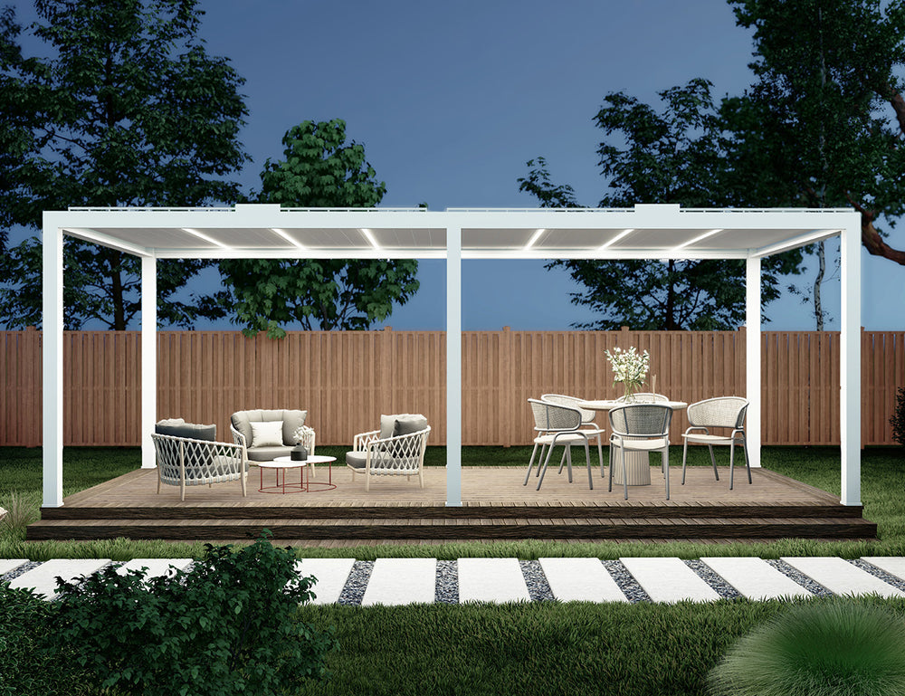 Draft Little Oneroa Motorised Freestanding Louvre Roof Aluminium Pergola, Size: 2 x 2m, Colour: White