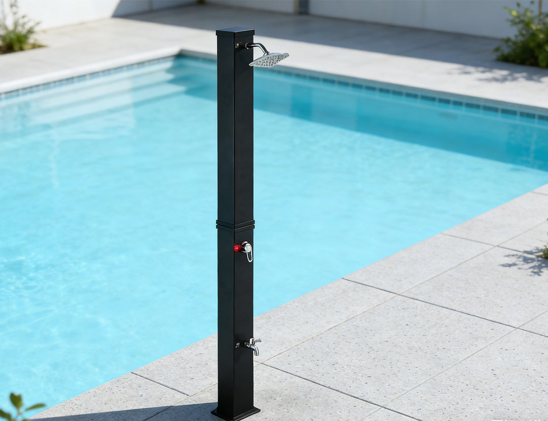 Modern Freestanding Outdoor Shower - Solar Heated - 40L