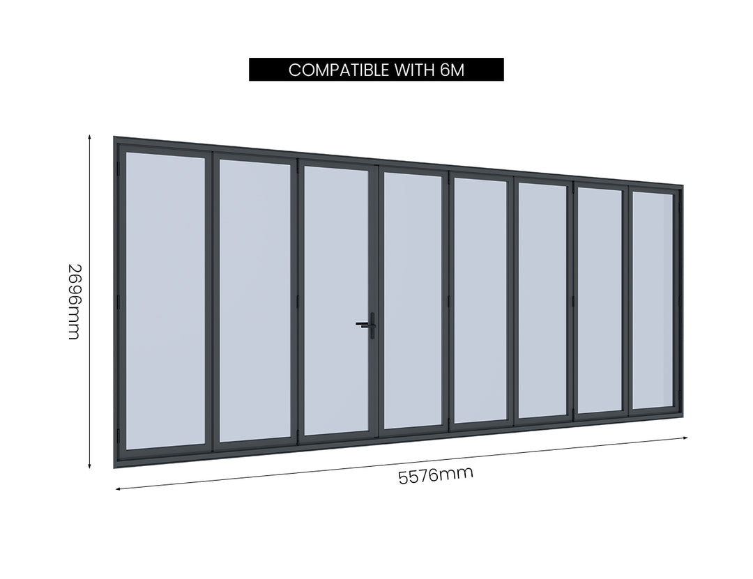 Pacific Wall Mounted Pergola Bifold Glass Door