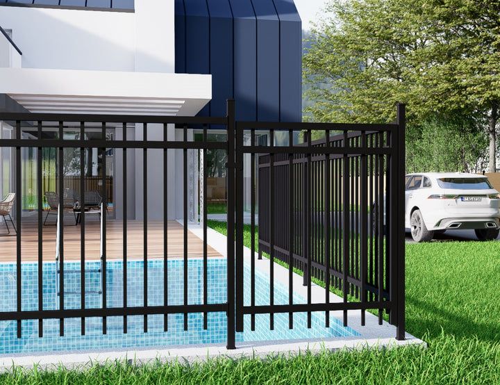 Aluminium Pool Fence Panel - Vertical(DIY), Size: 2.4 x 1.2m, Colour: Black