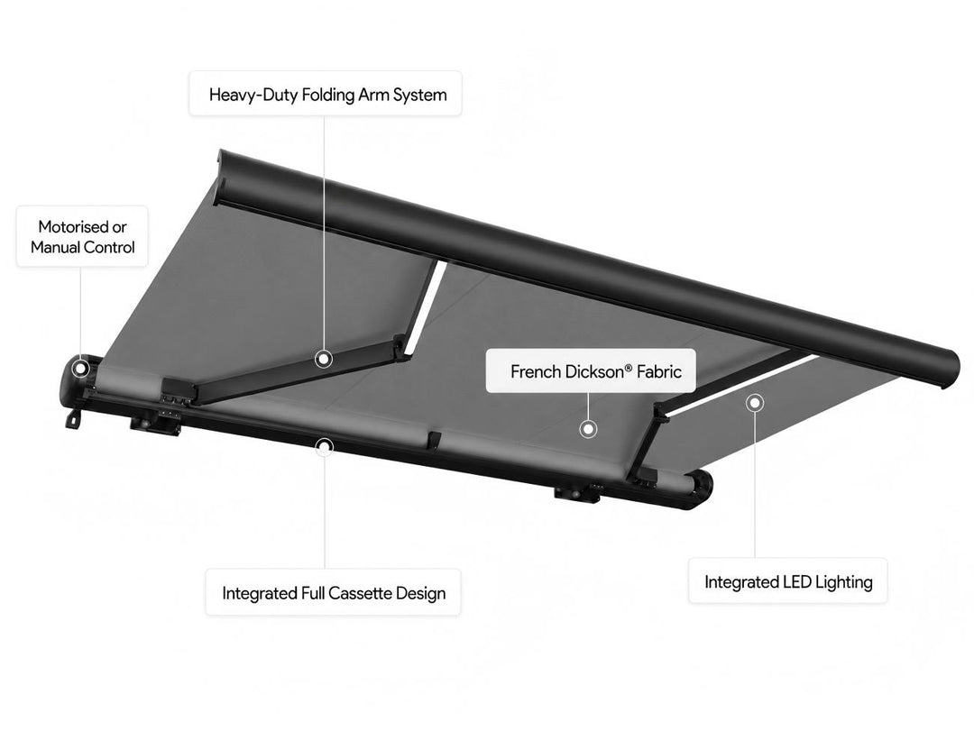 Rainier Full Cassette Motorised Retractable Awning