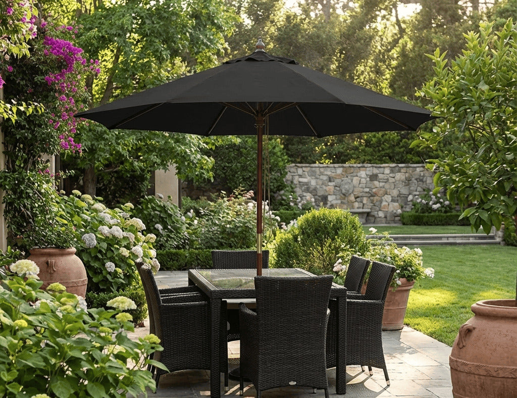 large round patio umbrella Nile 3.5m Sunbrella Round Market Umbrella