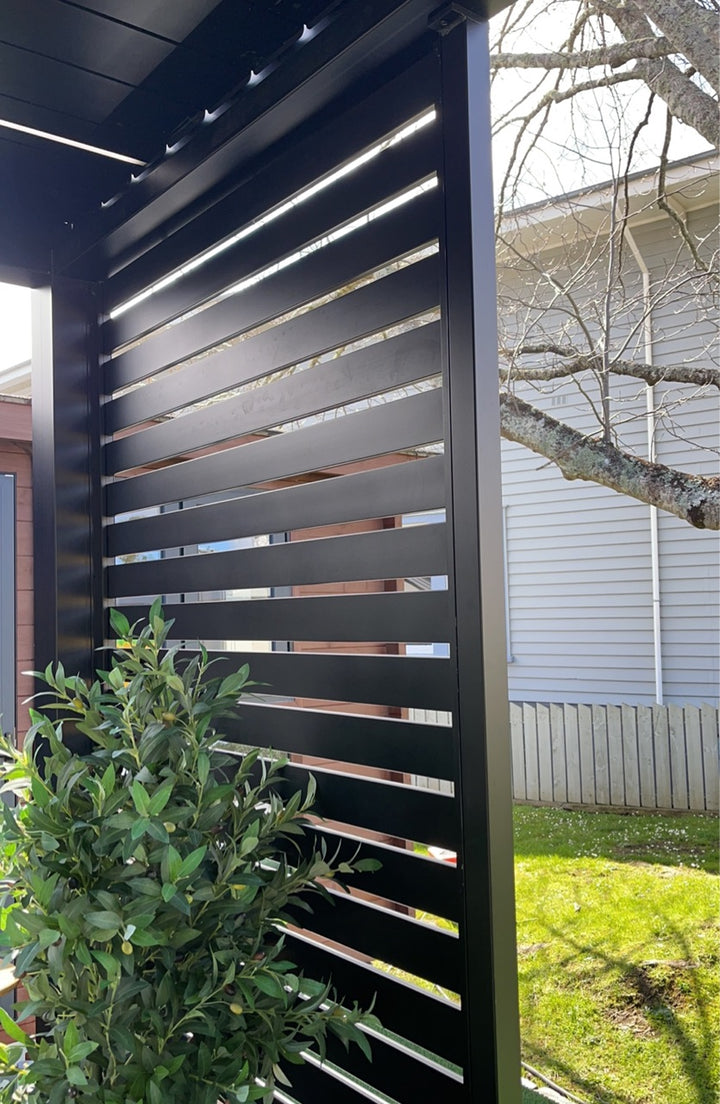 Baltic Freestanding Pergola Slatted Privacy Wall, Size: 0.849m, Colour: Black