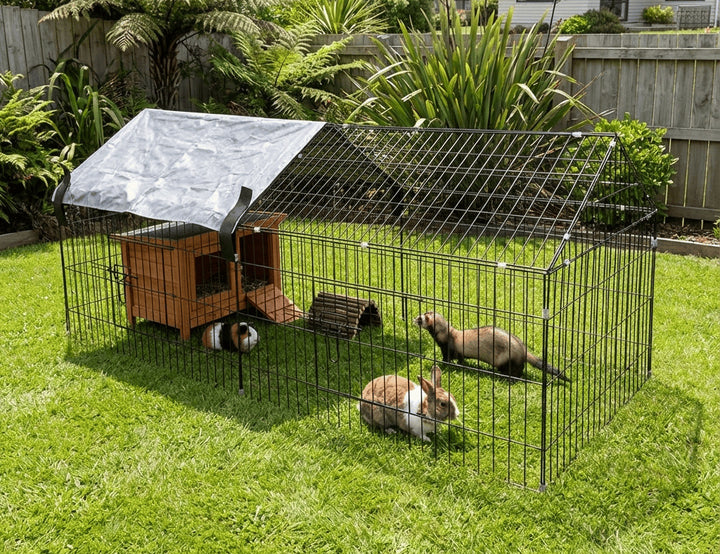 Outdoor Small Animal Playpen with Sun Shade (185 x 75 x 75cm)