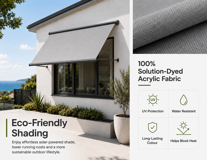 Solaris Motorised Retractable Drop-Arm Window Awning