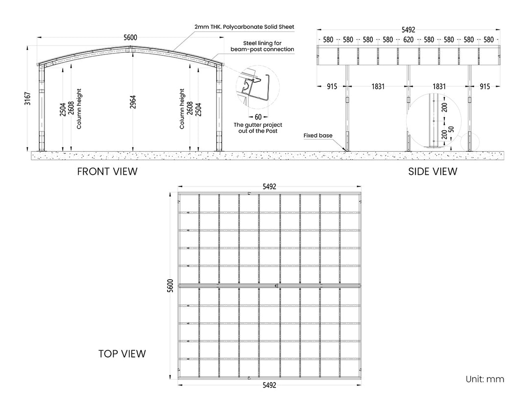 Stormbrace Double Carport - 560 x 550 x 316cm