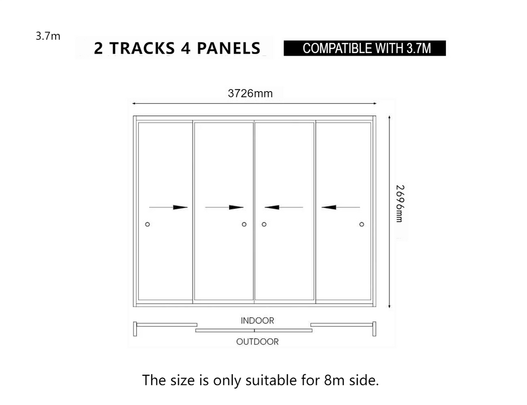 Tasman Wall Mounted Pergola Frame Glass Sliding Door