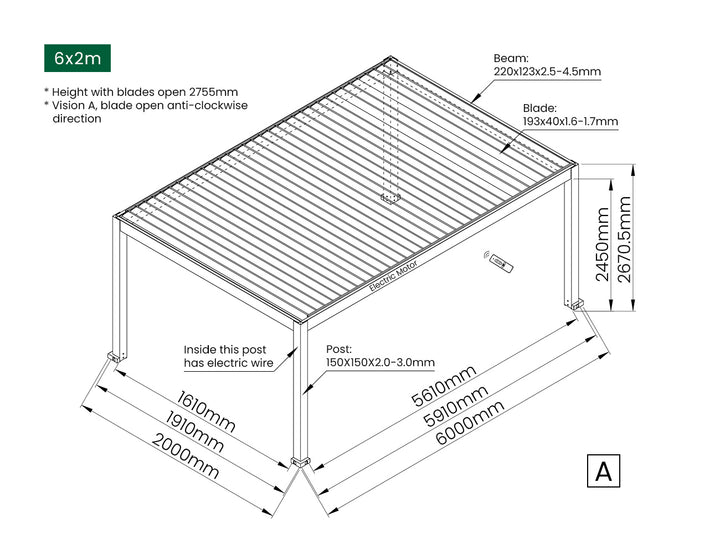 Tasman Motorised Freestanding Louvre Roof Aluminium Pergola