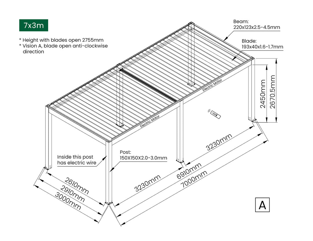 Tasman Motorised Freestanding Louvre Roof Aluminium Pergola