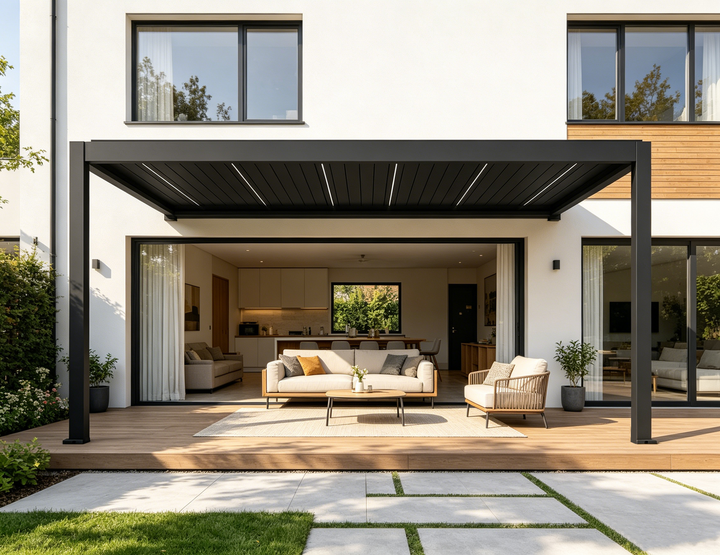 Tasman Motorised Wall Mounted Louvre Roof Aluminium Pergola