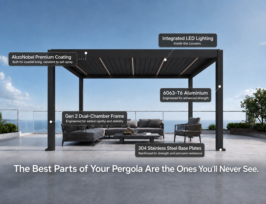 Tasman Motorised Freestanding Louvre Roof Aluminium Pergola