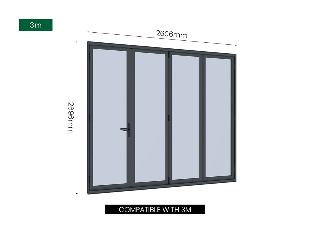 Bifold Glass Door For Tasman Wall Mounted Pergola