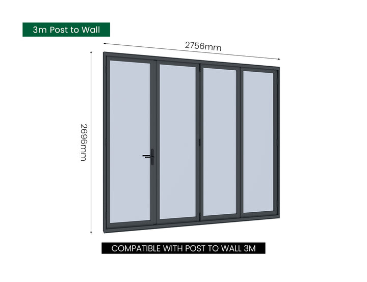 Bifold Glass Door For Tasman Wall Mounted Pergola
