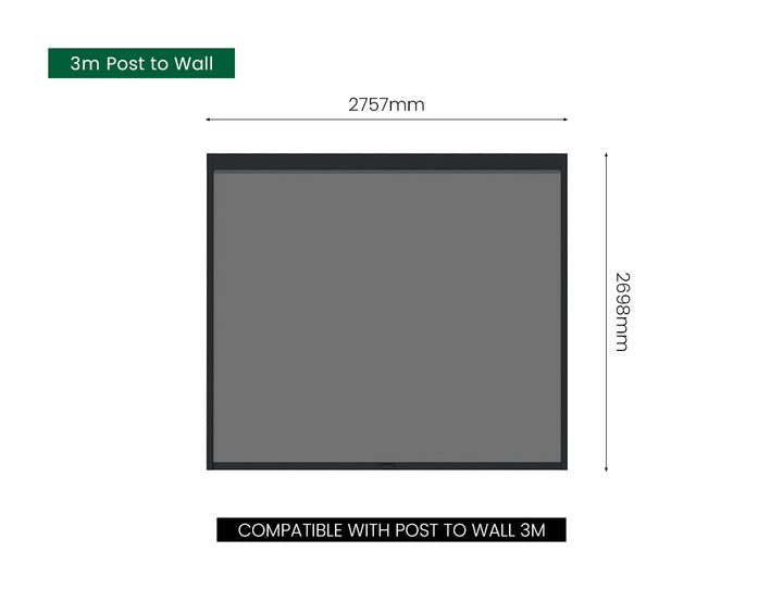 Retractable Shade Manual Blind For Tasman Wall Mounted Pergola