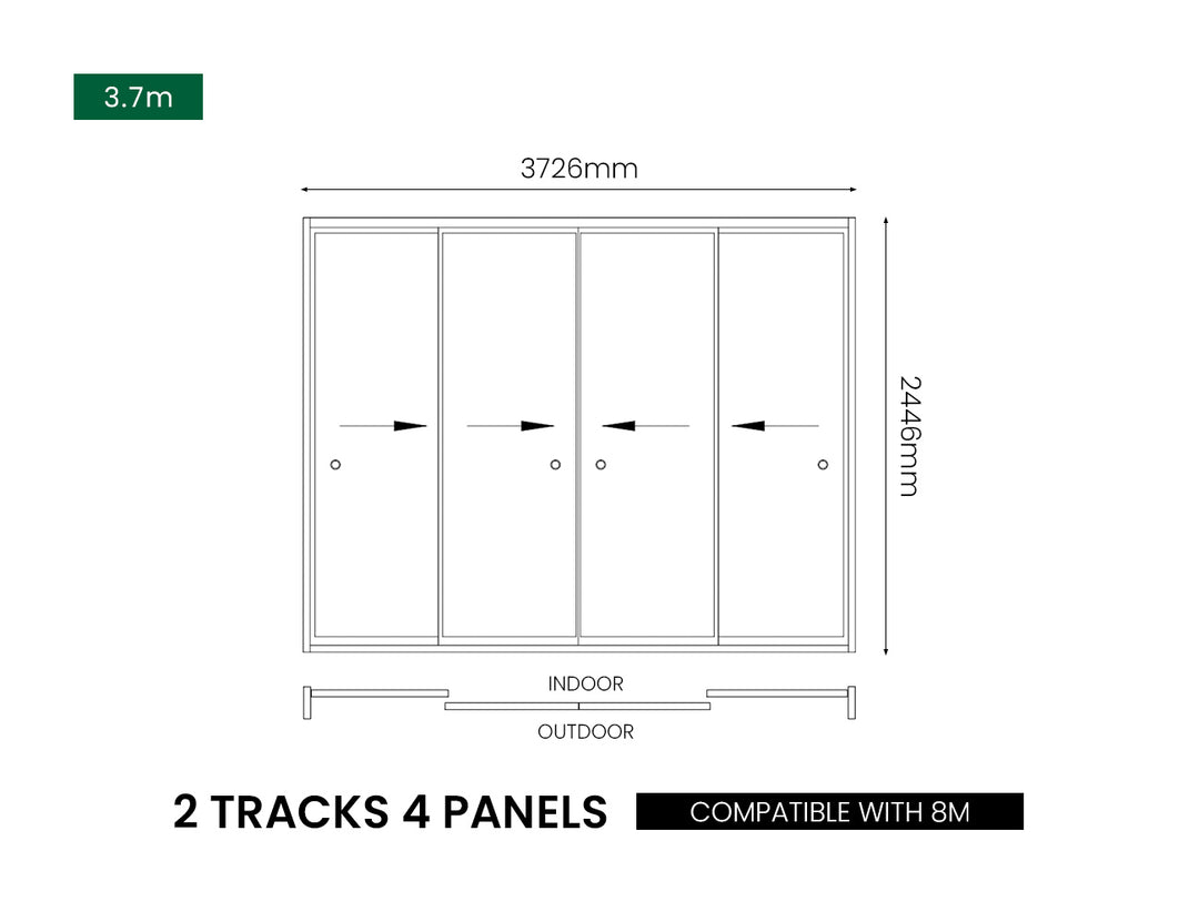 Tasman Freestanding Pergola Frameless Glass Sliding Door