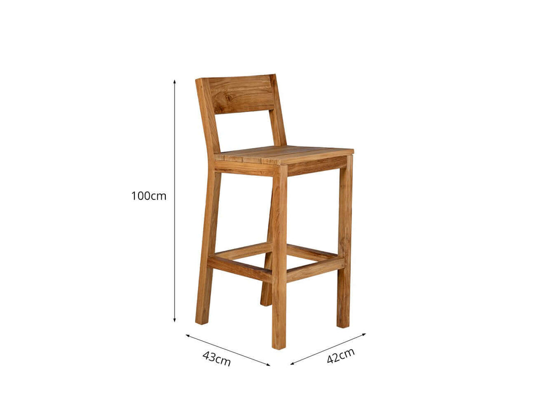 Teak Bar Chair & Long Rectangular Table 250cm Set -7PCS