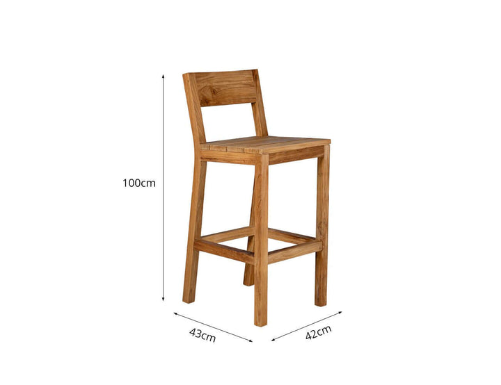Teak Bar Chair & Long Rectangular Table 250cm Set -7PCS