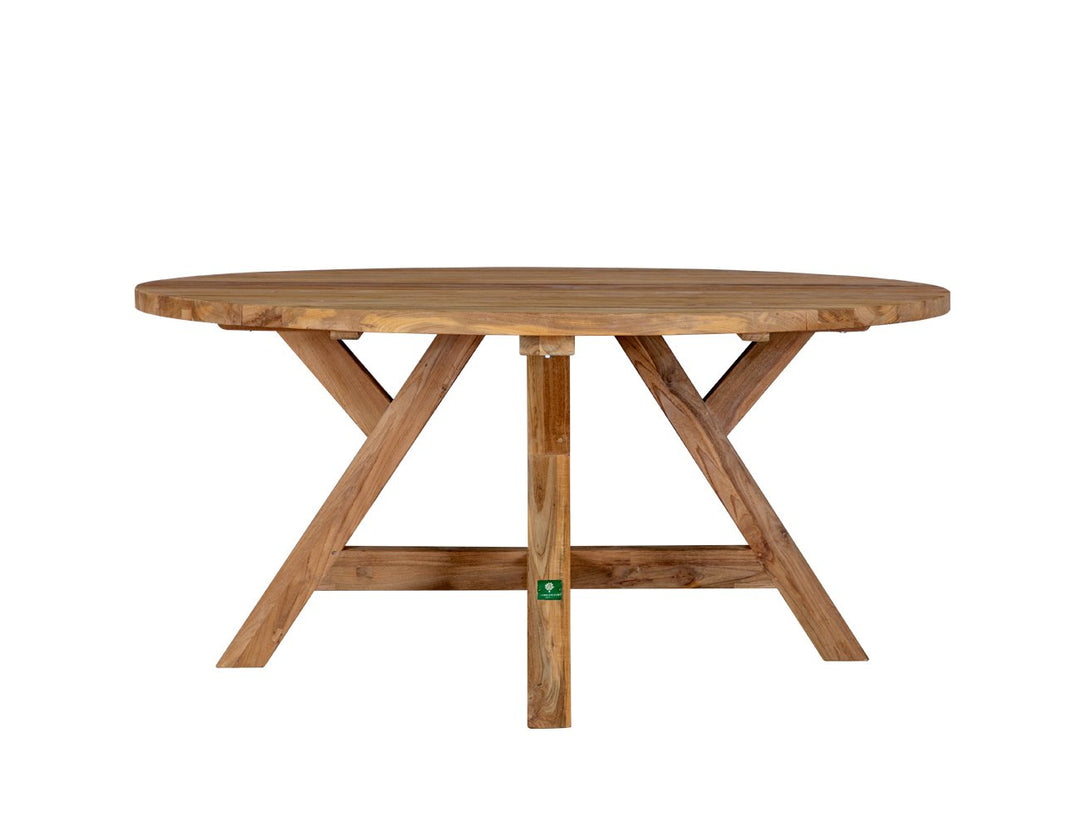 Caturra Teak Round Outdoor Dining Table, Size: 120cm,